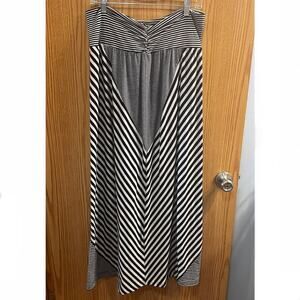 Maurices Navy Blue & White Stripe Pull On Maxi Skirt Plus Size 1X
